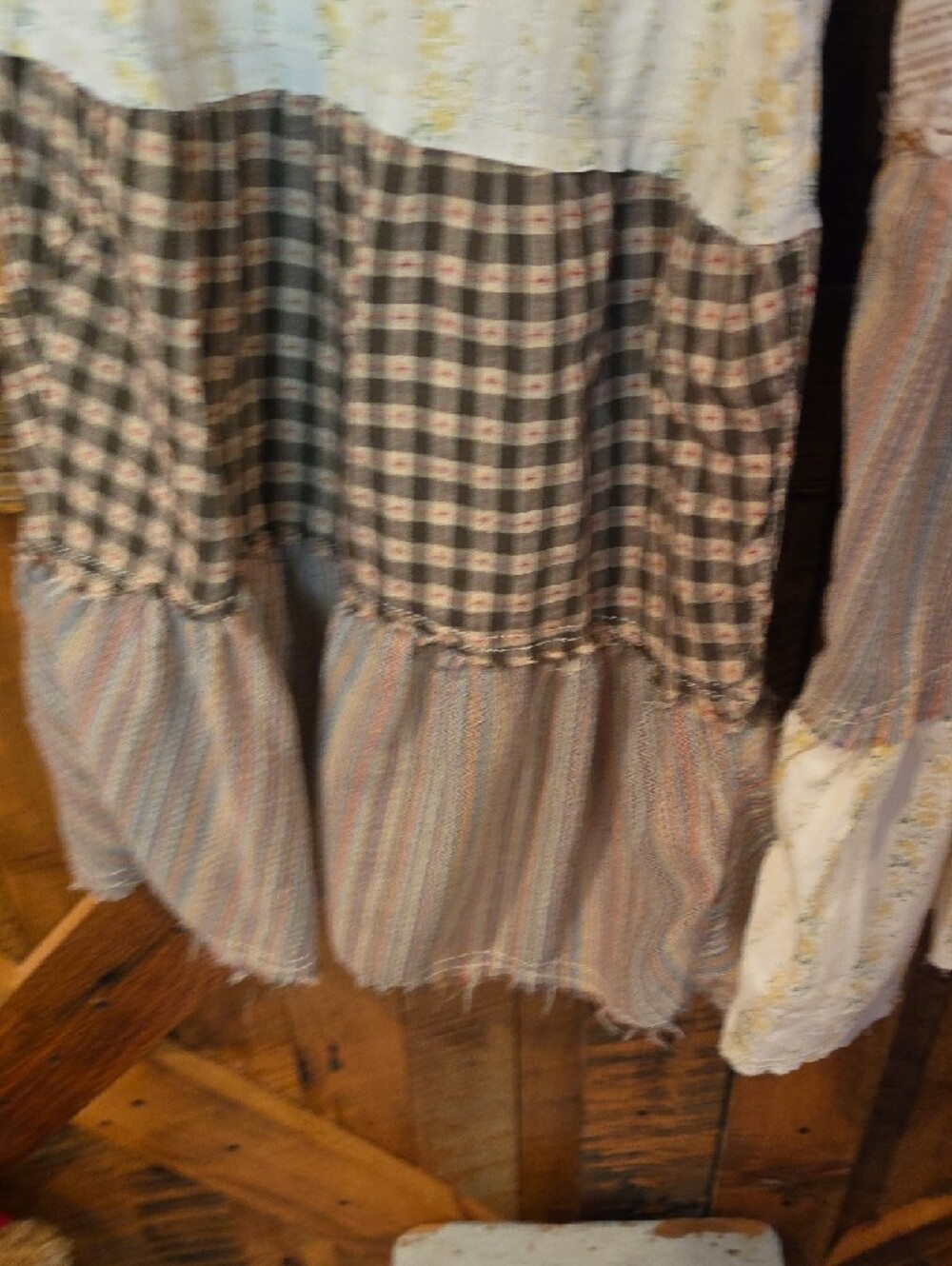 040p POL Patchwork A-Line Tiered Maxi Pants in Cream and Brown - Picture 6 of 14